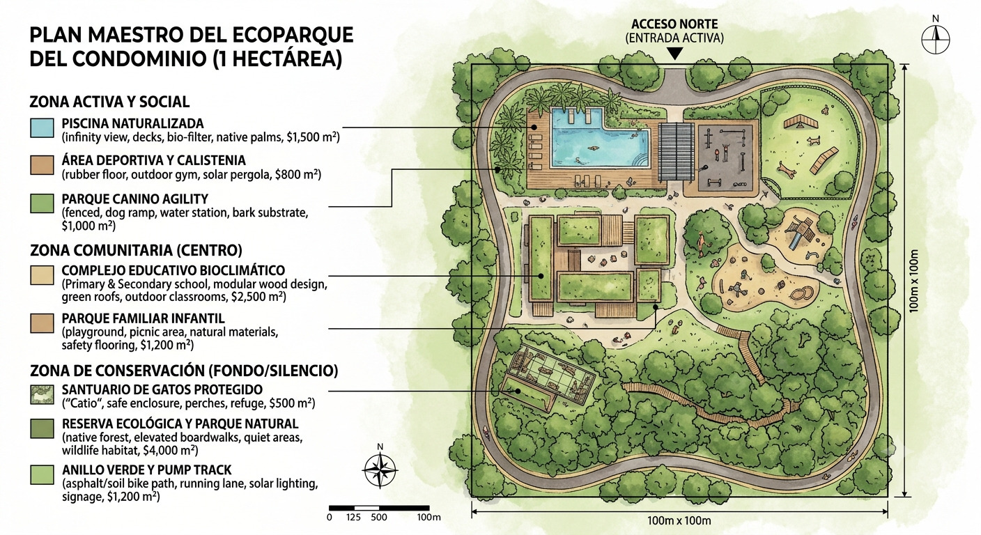 Vista panorámica de la hectárea con mejoras en Jardines del Sur